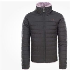 The North Face Girls Mossbud Reversible Black/Lavender Jacket size M 10/12